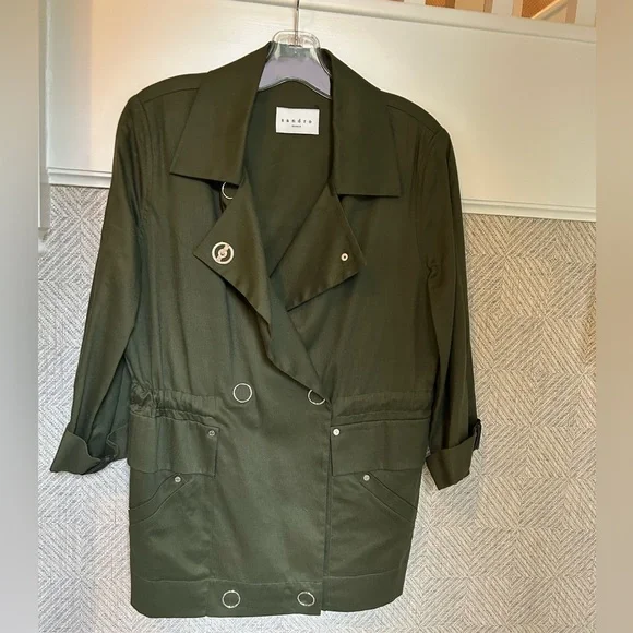 Sandro Olive Trench Coat - Picture 10 of 15